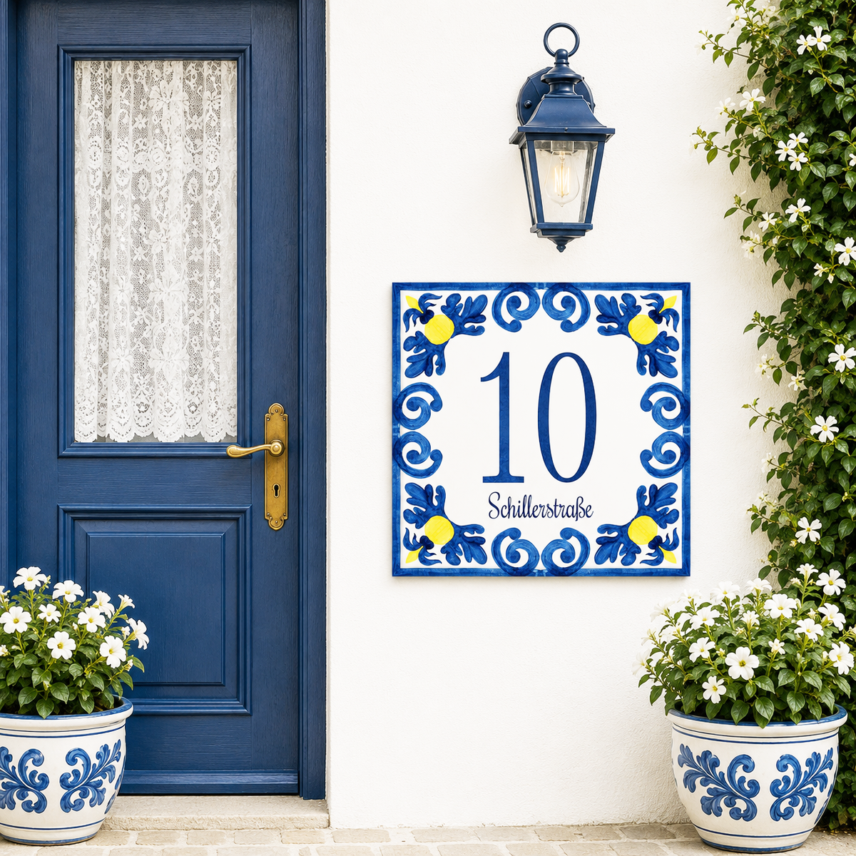 Personalisiertes Hausnummernschild Alberobello – Keramik P10