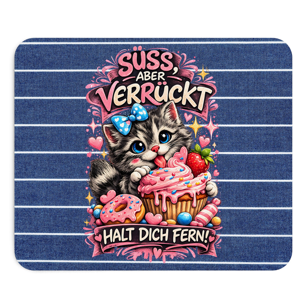 Süß aber verrückt Mousepad – Lustige Katze mit Spruch – Mousepad von Kalabula, 23,2 × 19,4 cm
