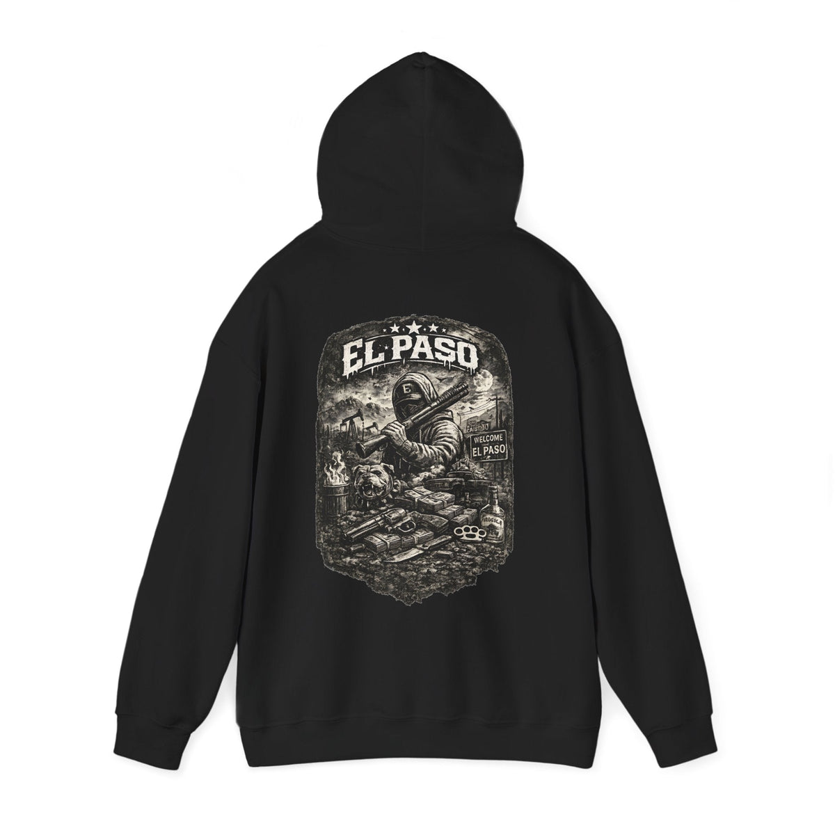 El Paso Hoodie Texas Border Streetwear, Dark Western Graphic Hoodie, Urban Unisex Hoodie – Kalabula