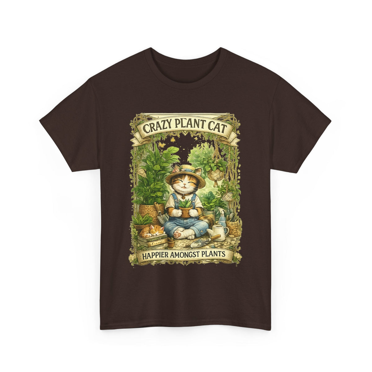 Crazy Plant Cat T-Shirt – Katze & Zimmerpflanzen Grafik-T-Shirt
