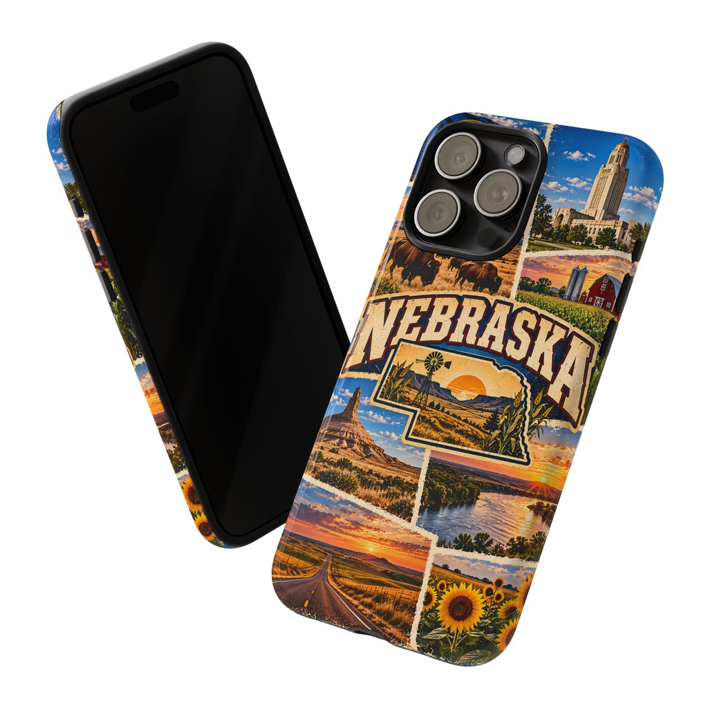 Nebraska-Reise-Collage Robuste Handyhülle – Vintage-Bundesstaaten-Design