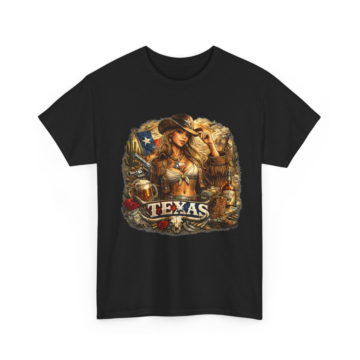 Texas Cowgirl T-Shirt – Vintage Western & Rodeo Grafik-T-Shirt
