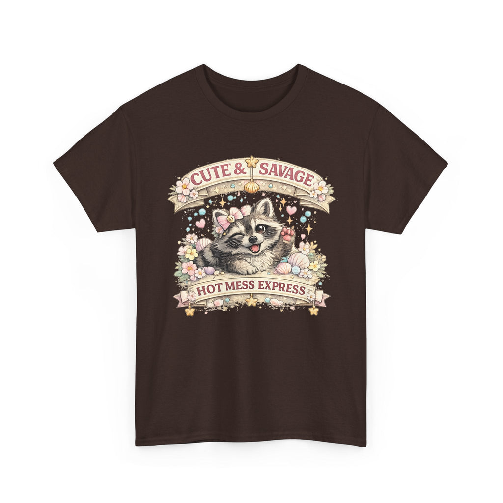 “Cute & Savage” T-Shirt – Lustiger Waschbär „Hot Mess Express“ Grafik-T-Shirt