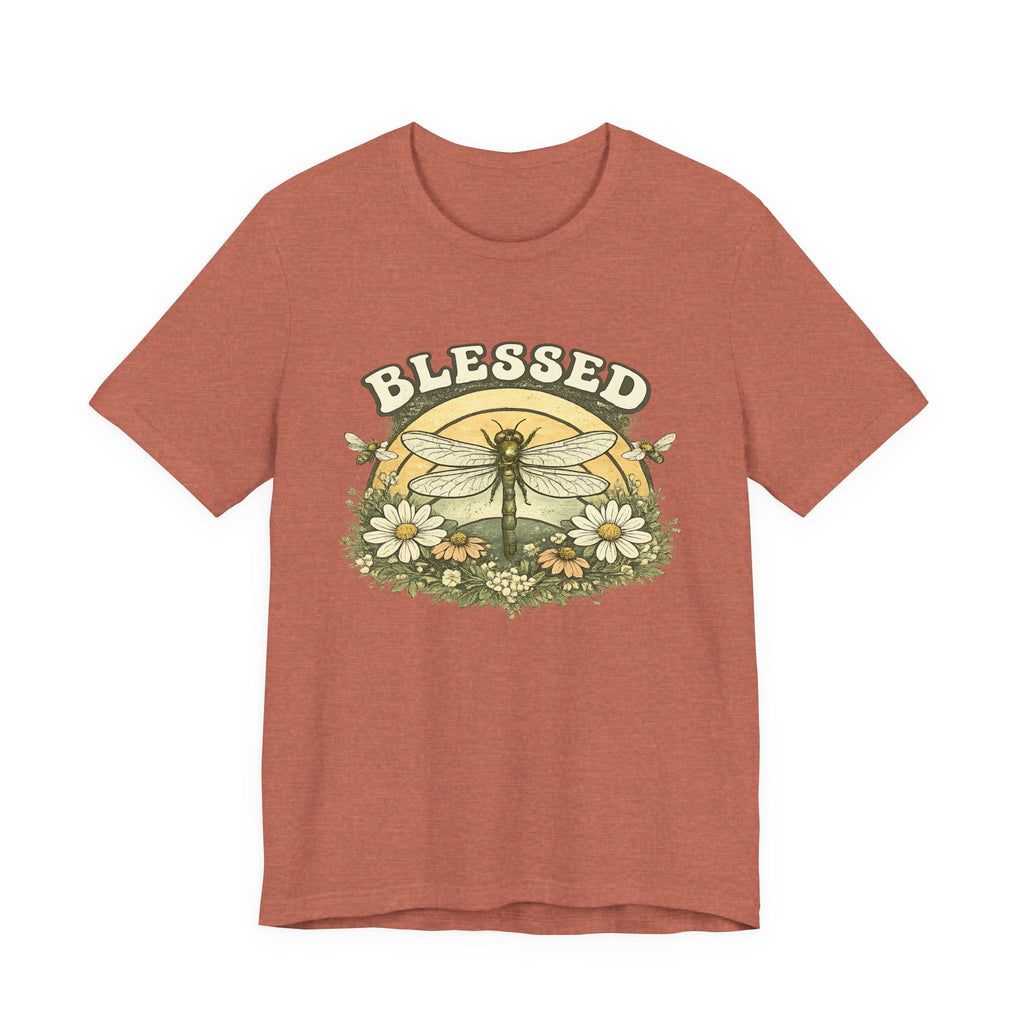Blessed Dragonfly T-Shirt Blumen & Natur T-Shirt Boho & Glaube T-Shirt Vintage-Botanik Graphic