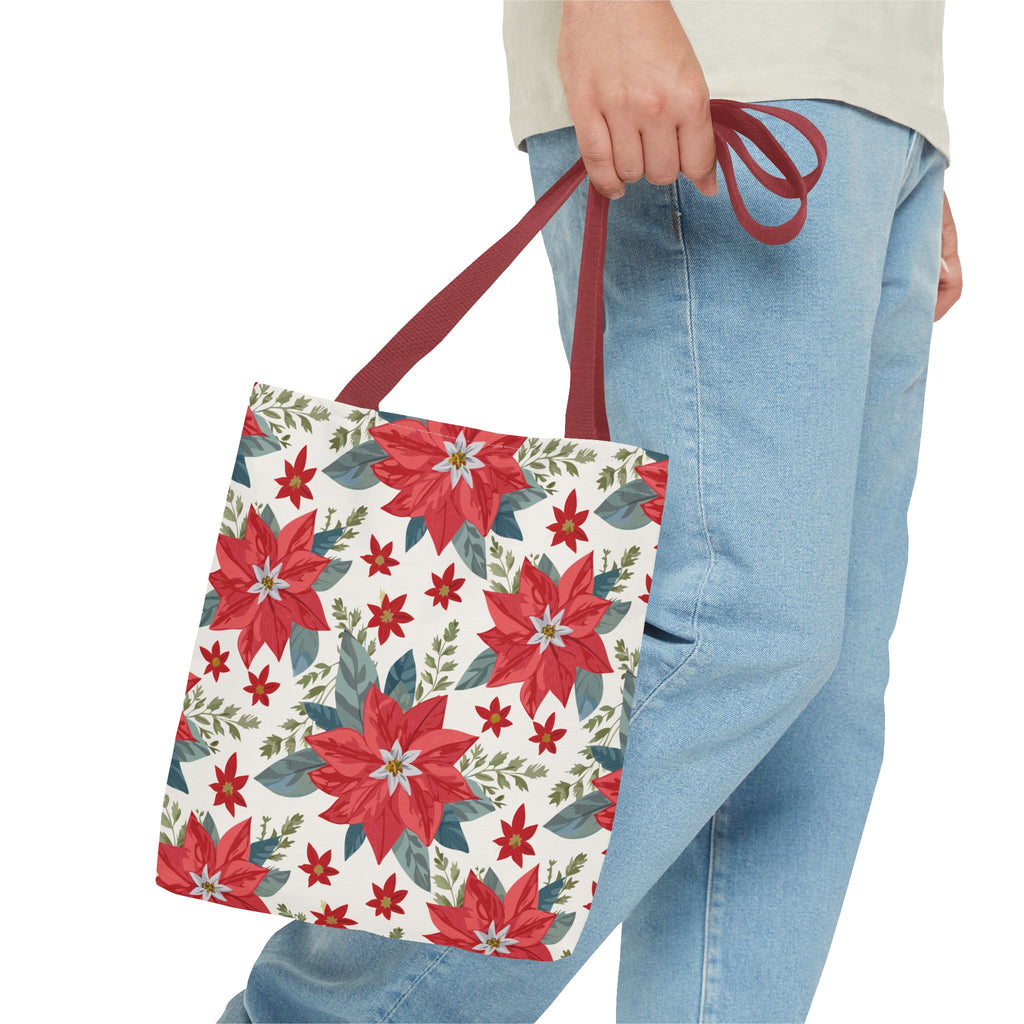 Weihnachtsstern Stofftasche – Festliches Blumenmuster