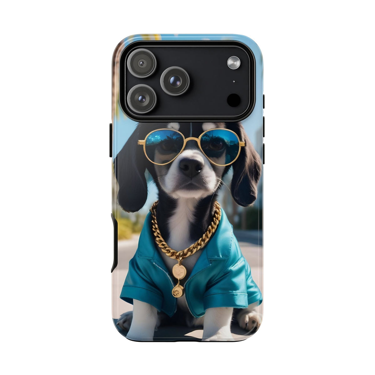Cooler Hund Handyhülle – Robuste Handyhülle mit Sonnenbrille & Sommerstil