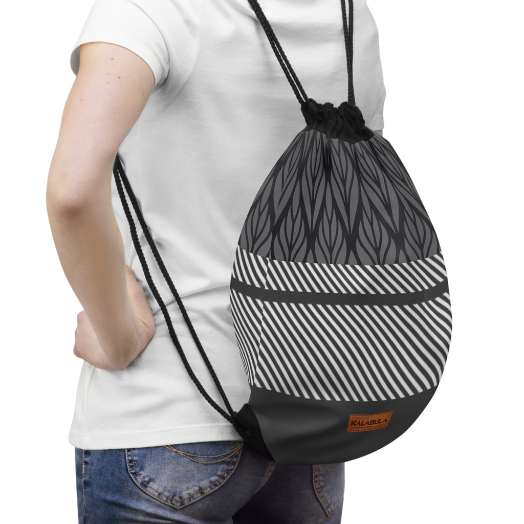 Moderner Turnbeutel – Schwarz-Graues Geometrisches Design
