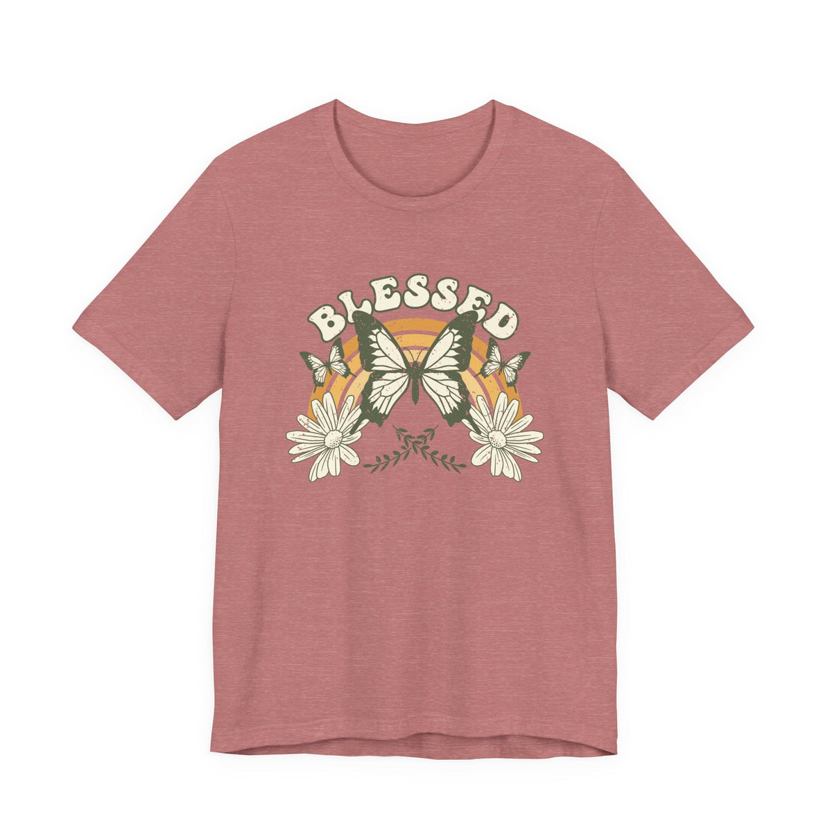 Blessed T-Shirt Butterfly Floral T-Shirt, Inspirierender Glaube T-Shirt, Boho-Christlich Grafik-T-Shirt