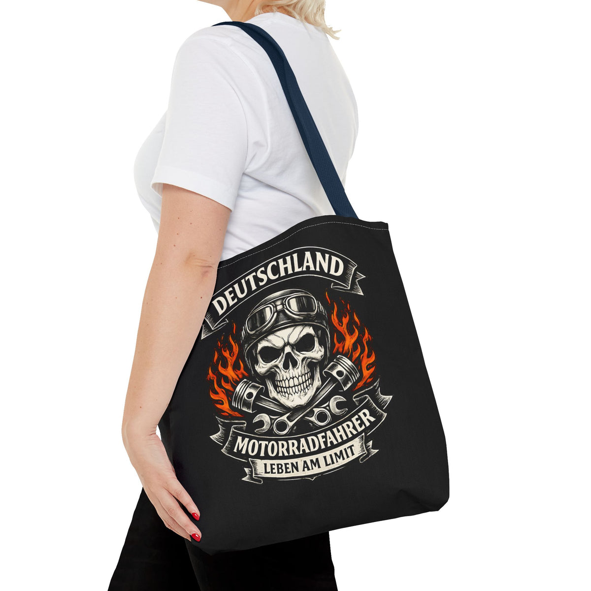 Motorradfahrer Stofftasche – Deutschland Biker Totenkopf Motiv