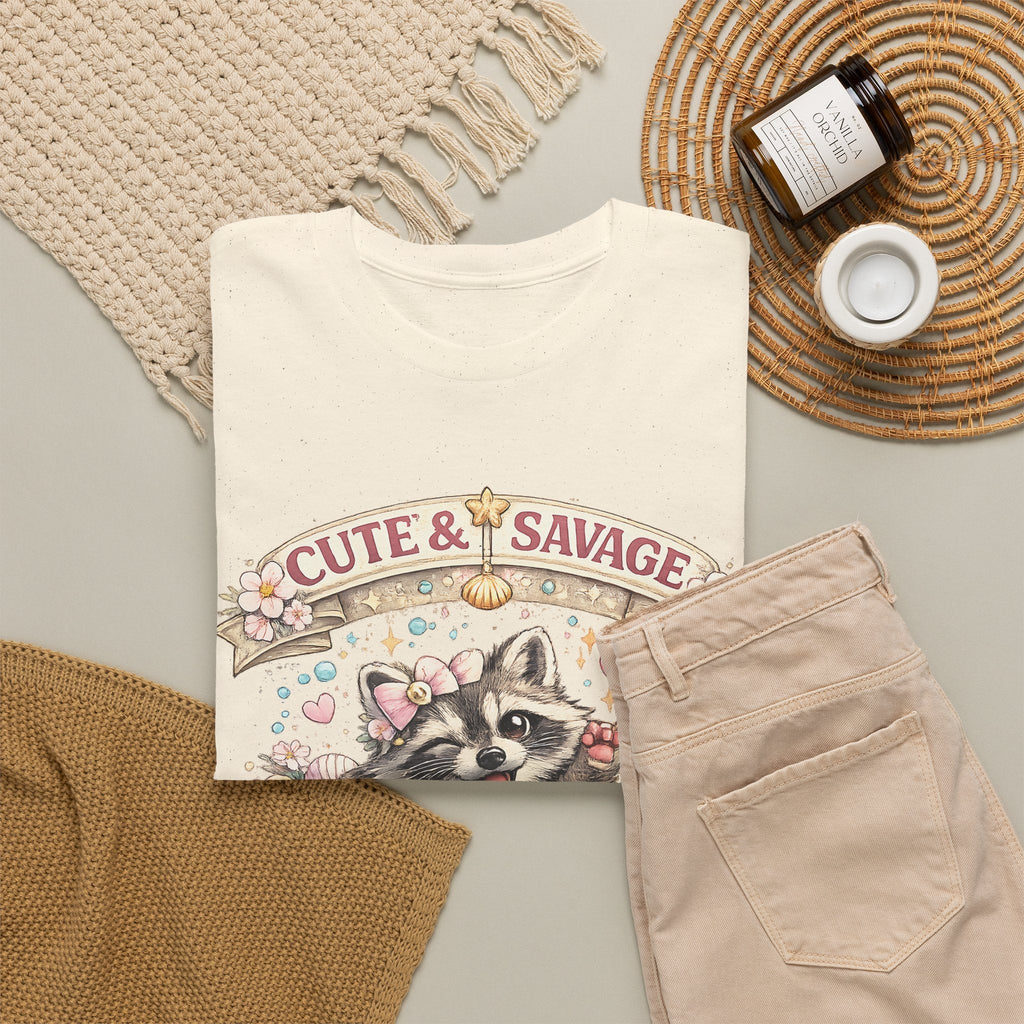 “Cute & Savage” T-Shirt – Lustiger Waschbär „Hot Mess Express“ Grafik-T-Shirt