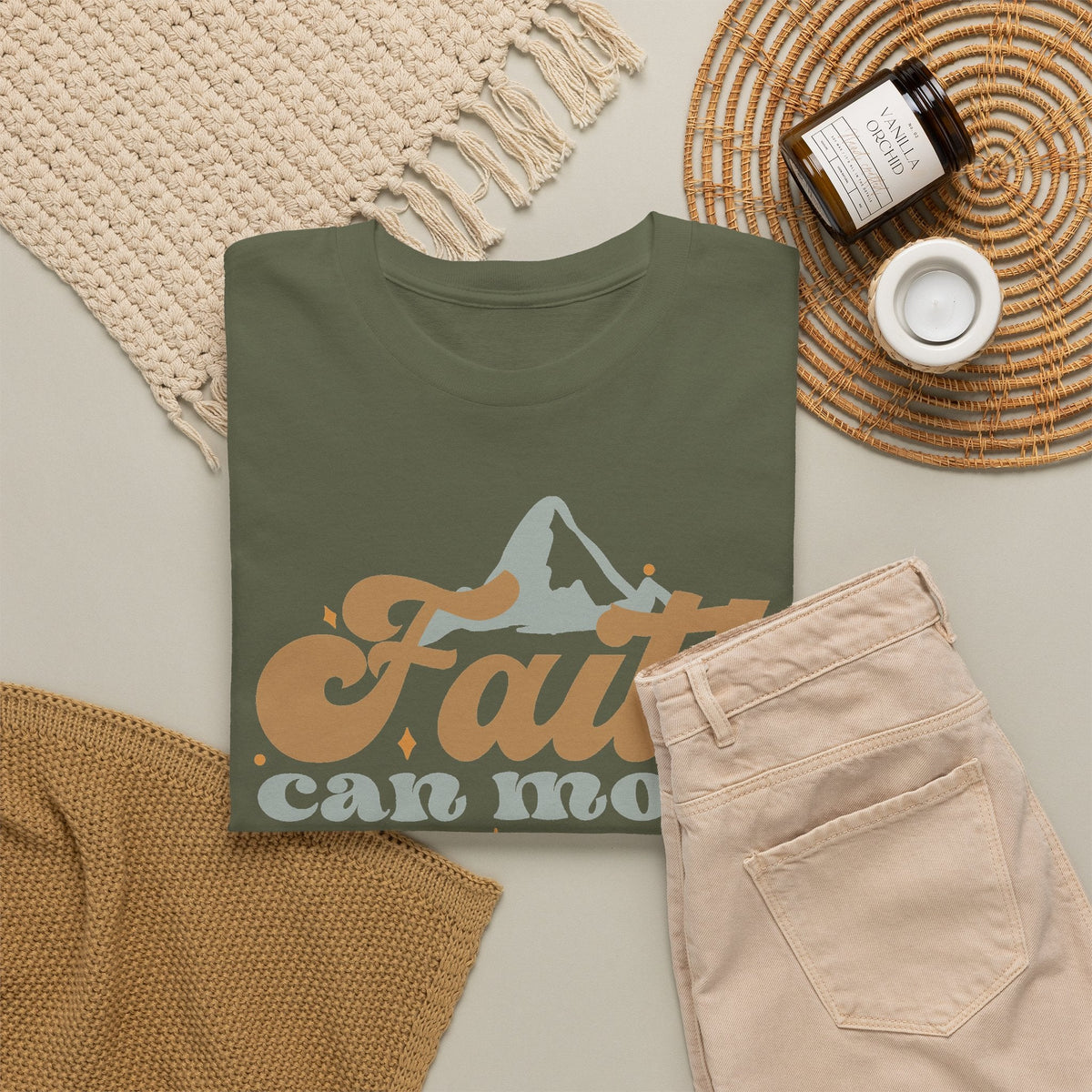 Faith Moves Mountains T-Shirt – Christlicher Glaube Grafik-T-Shirt