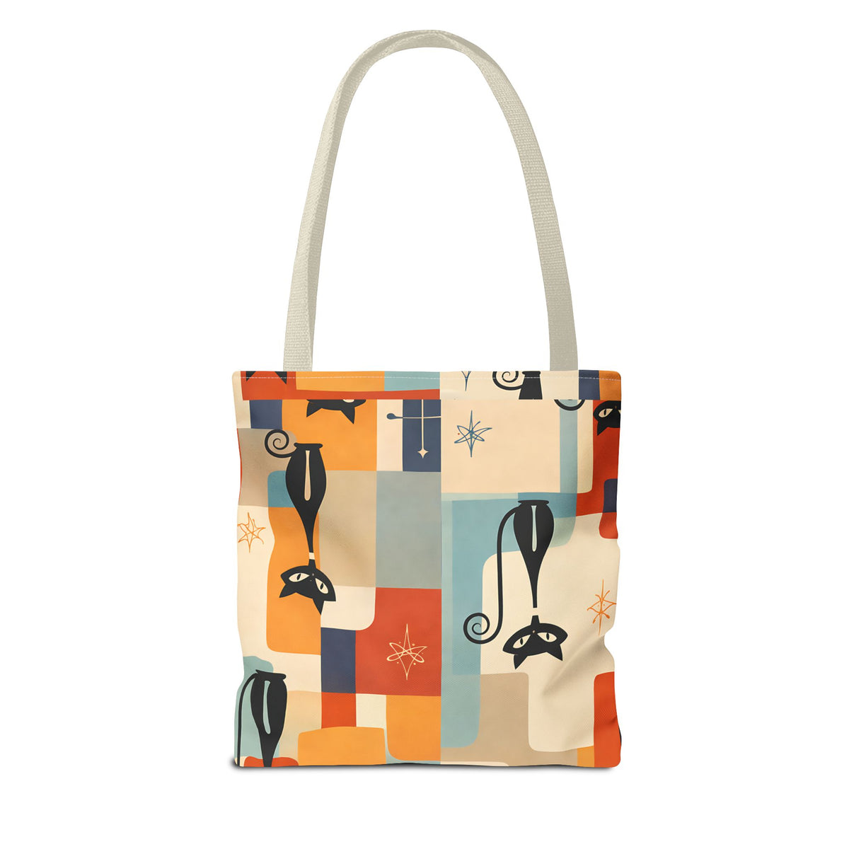Retro Katzen Stofftasche – Bunte Vintage Katzen Einkaufstasche