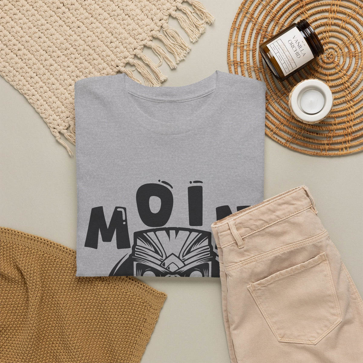 “MOIN” Tiki Mask T-Shirt – Tropisches Streetwear Grafik-T-Shirt