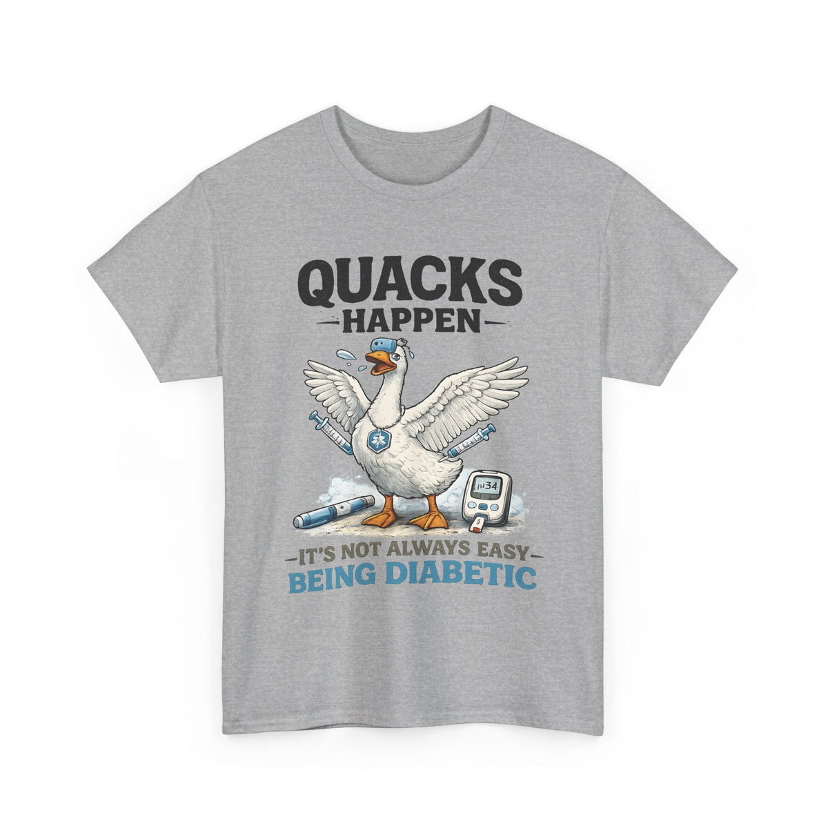 “Quacks Happen” Diabetes T-Shirt – Lustige Diabetes-Ente Grafik-T-Shirt