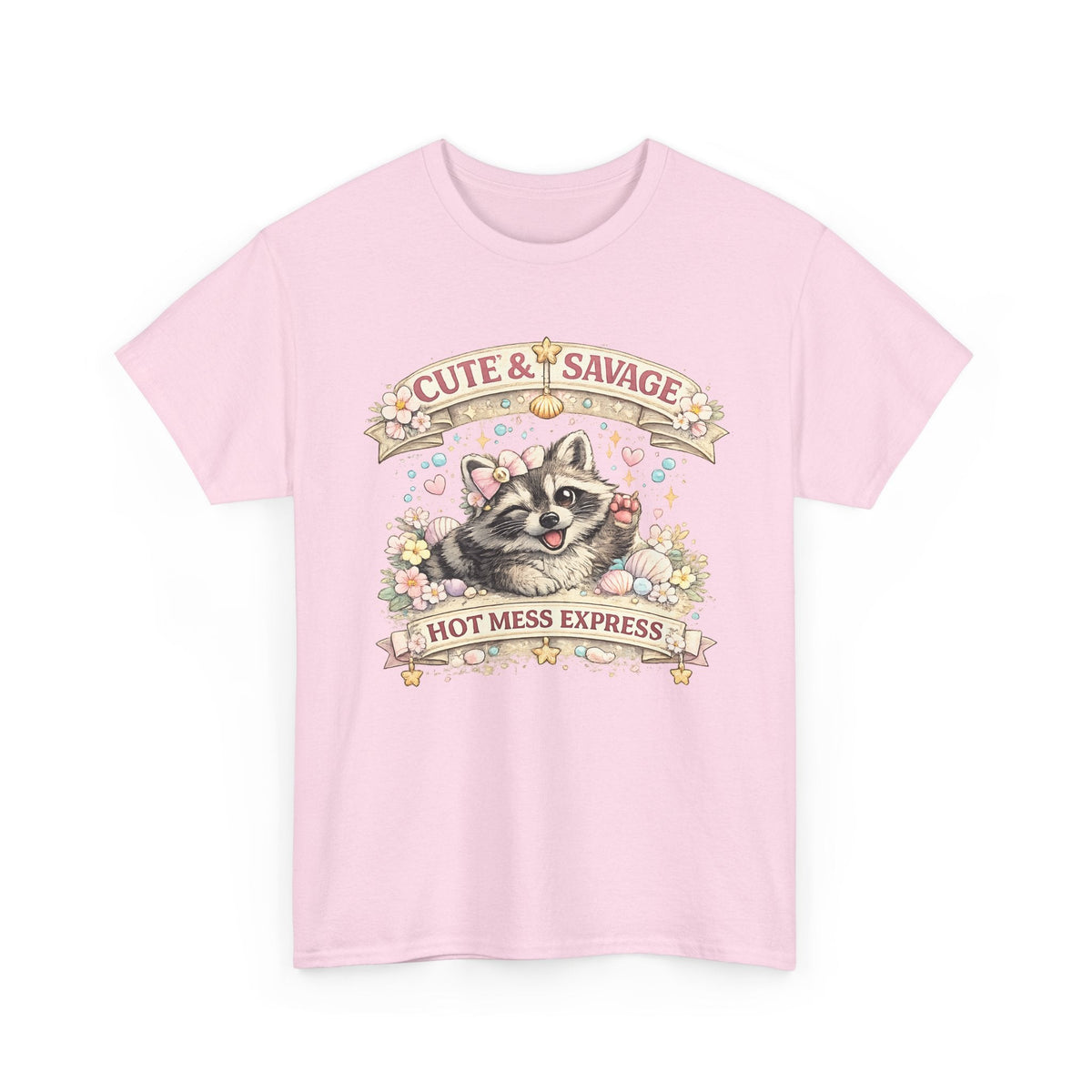 “Cute & Savage” T-Shirt – Lustiger Waschbär „Hot Mess Express“ Grafik-T-Shirt
