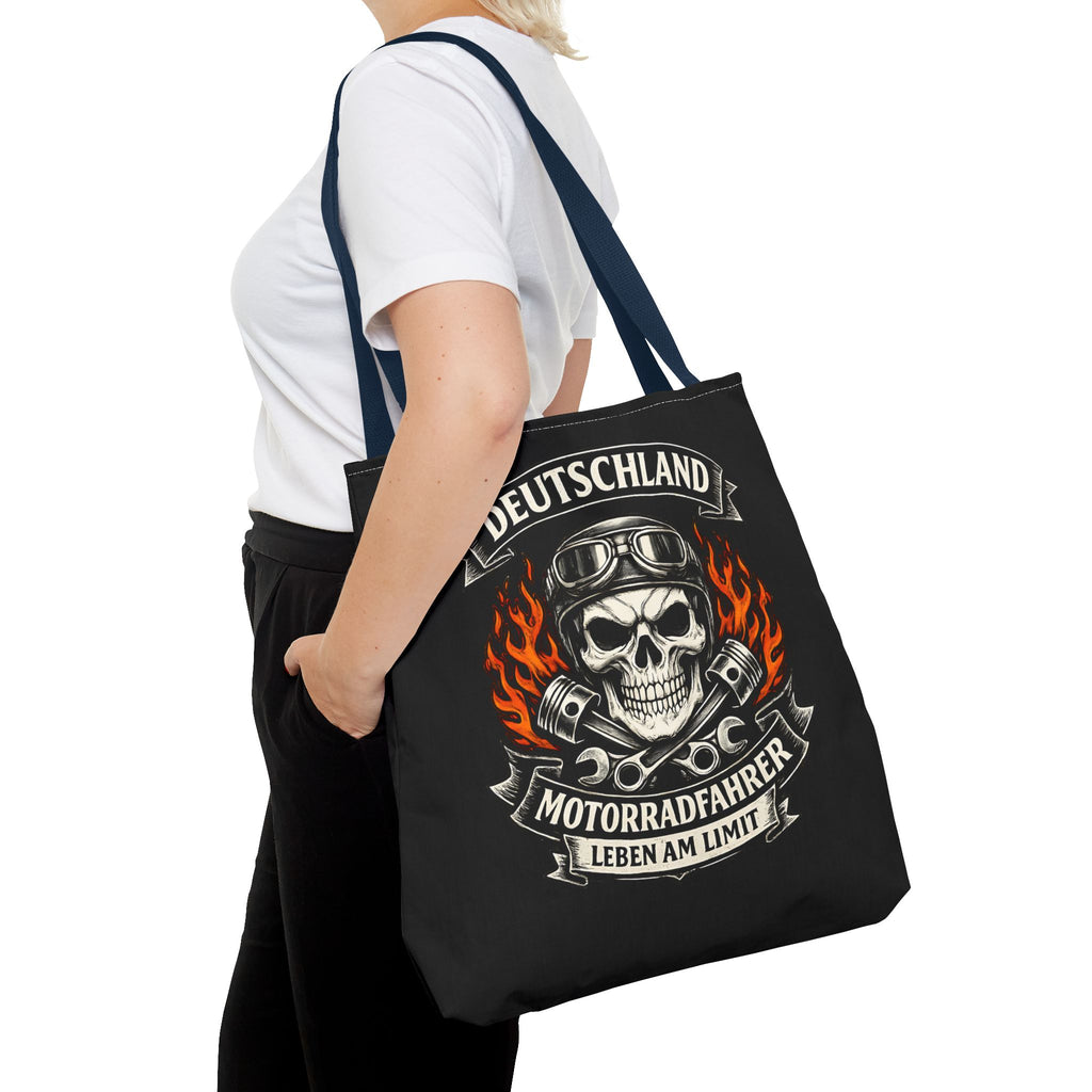 Motorradfahrer Stofftasche – Deutschland Biker Totenkopf Motiv