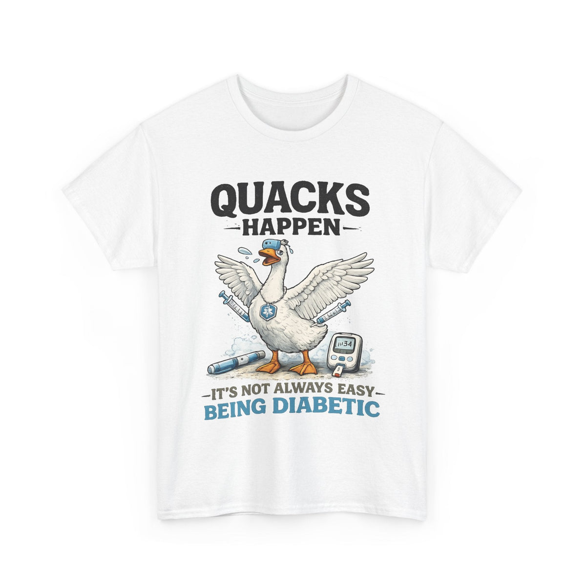 “Quacks Happen” Diabetes T-Shirt – Lustige Diabetes-Ente Grafik-T-Shirt
