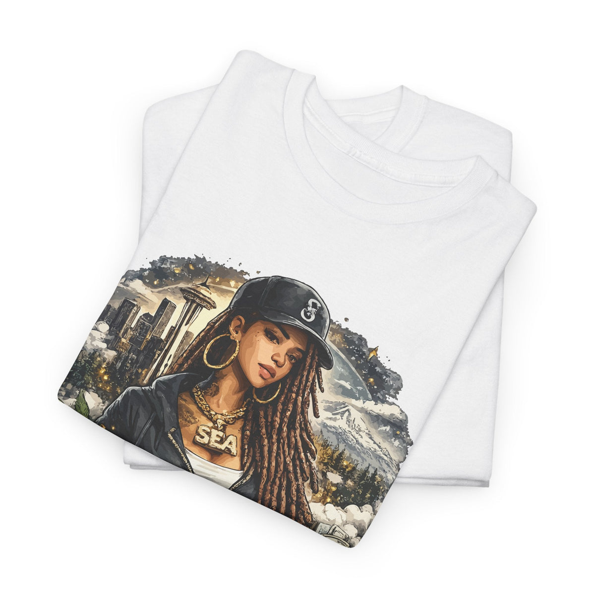 Seattle T-Shirt – Vintage Skyline, Kaffee & Porträt Grafik-T-Shirt