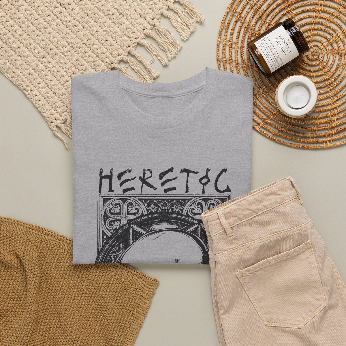 Heretic Skull T-Shirt – Gothic Pentagramm Grafik-T-Shirt