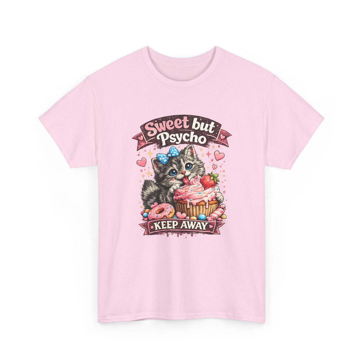 “Sweet But Psycho” T-Shirt – Süße lustige Kawaii-Katze Grafik-T-Shirt