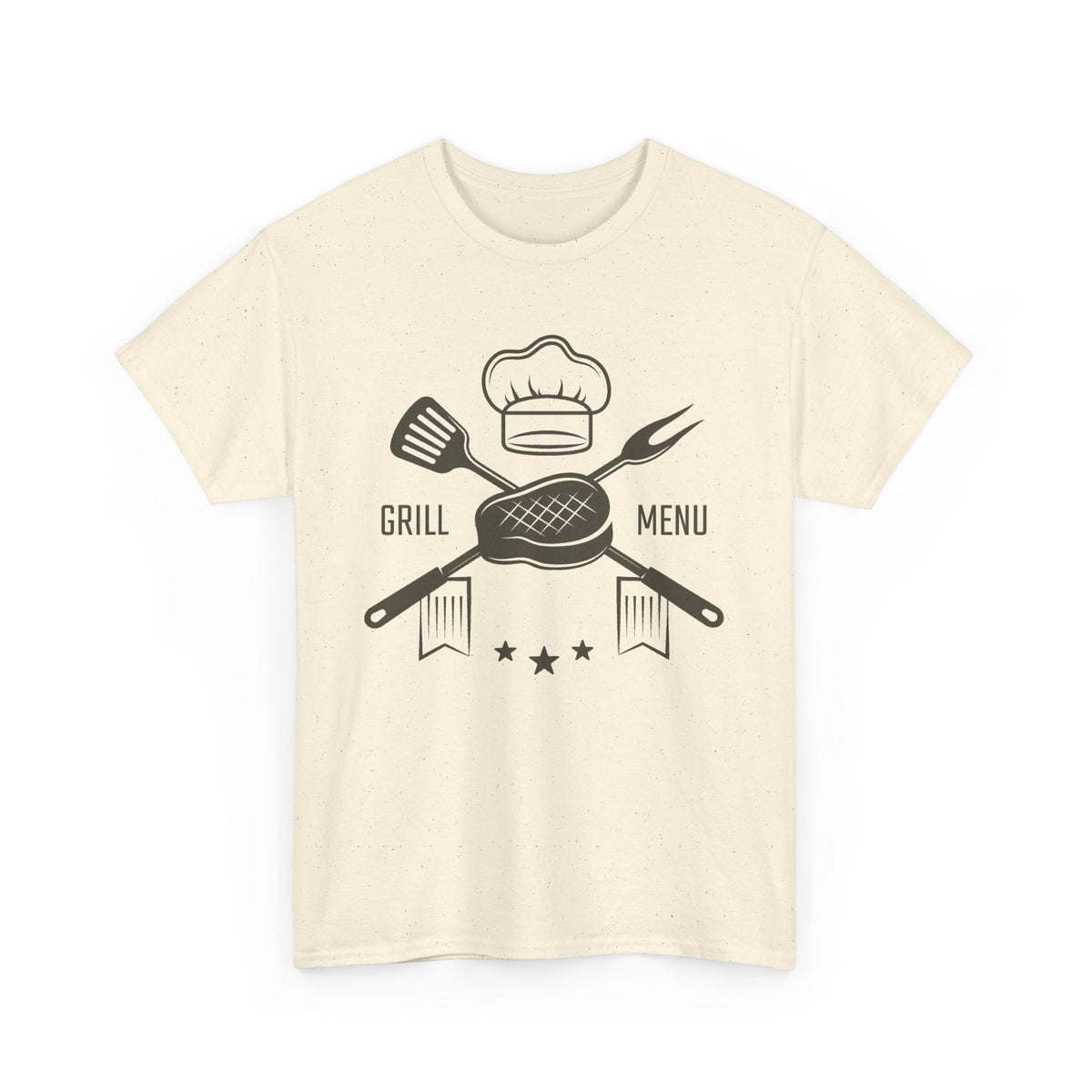 BBQ Grill Menu T-Shirt – Chef Hat & Grilling Utensils Grafik-T-Shirt