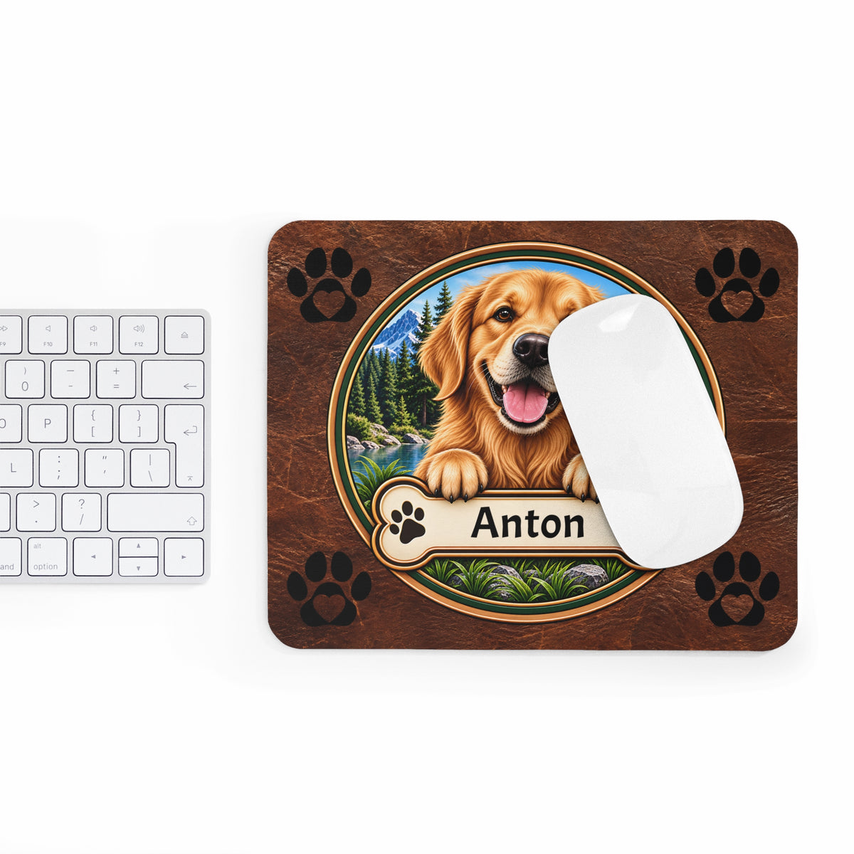 Personalisiertes Golden-Retriever-Mousepad mit Name