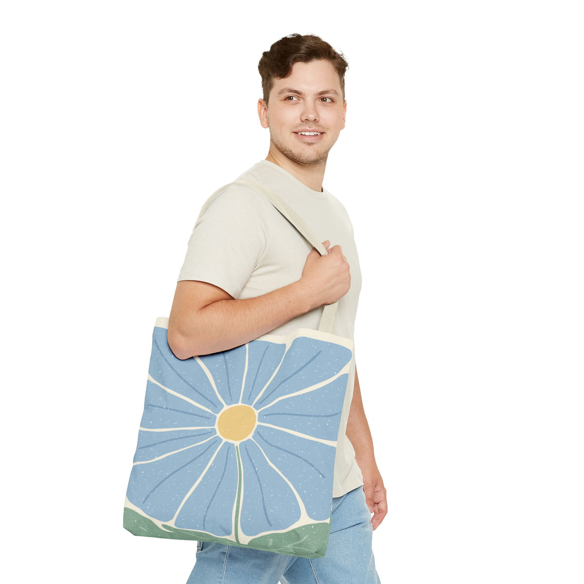 Blaue Blumen Stofftasche – Modernes Floral Design