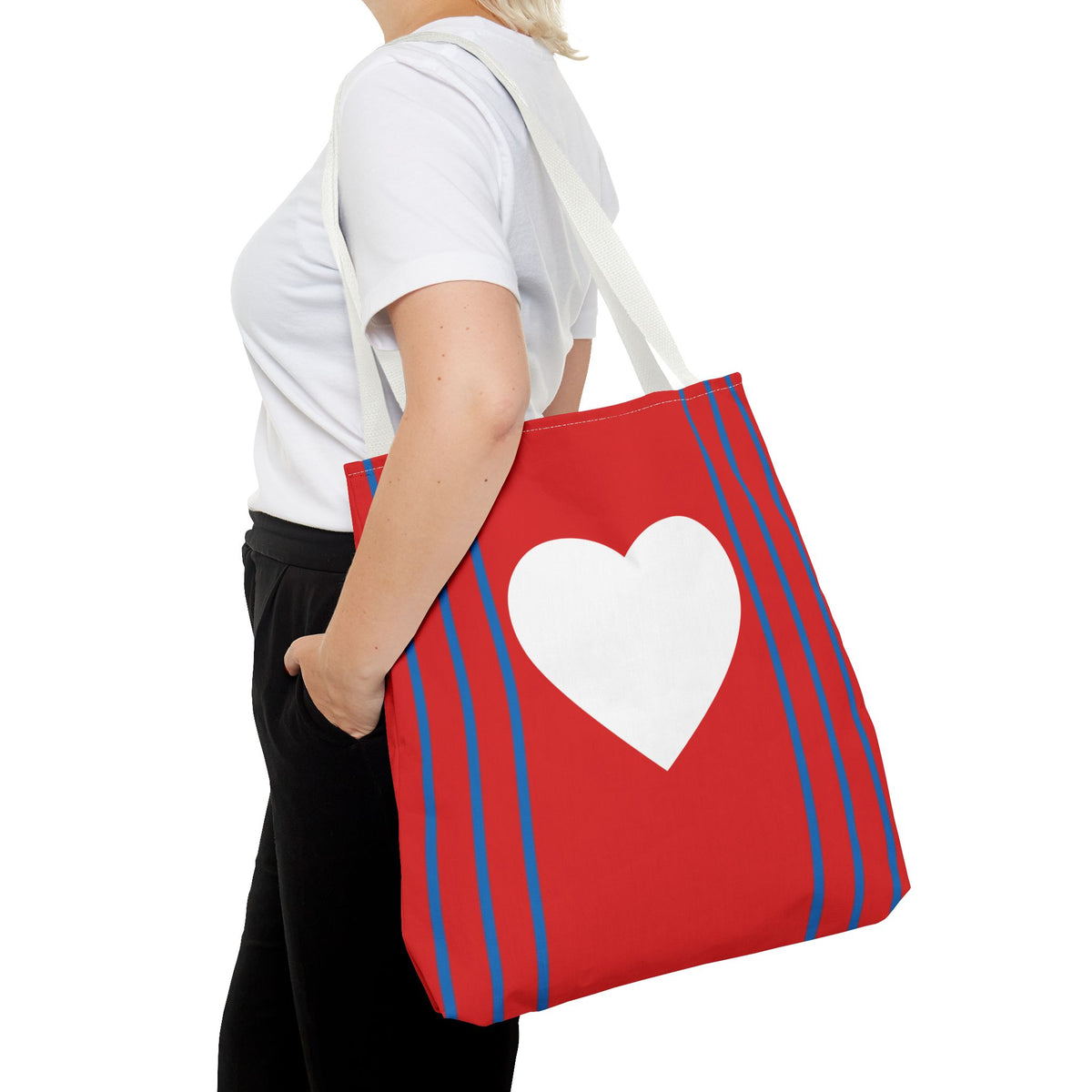 Herz Stofftasche – Rotes Design mit weißem Herz