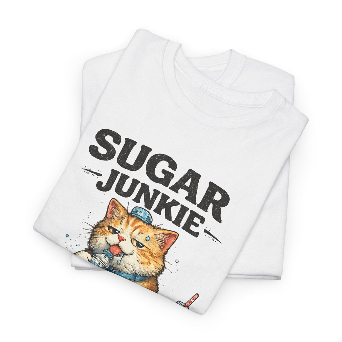 “Sugar Junkie – Diabetic Nightmare” T-Shirt – Lustige Katze Grafik-T-Shirt