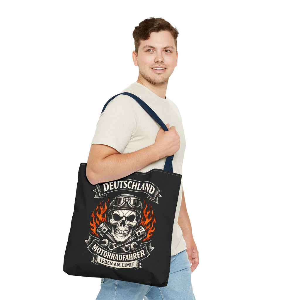 Motorradfahrer Stofftasche – Deutschland Biker Totenkopf Motiv