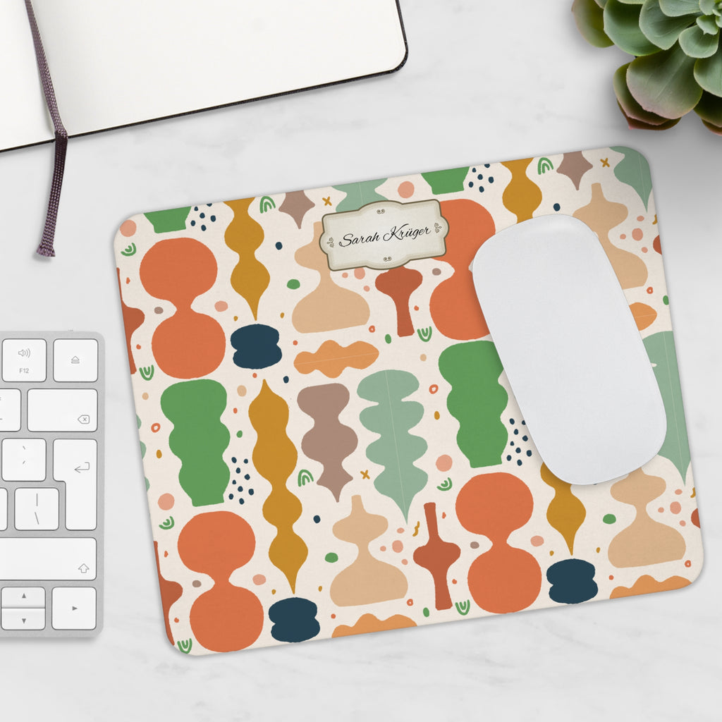 Personalisiertes Mousepad mit Name – Retro Muster – Mousepad von Kalabula, 23,2 × 19,4 cm