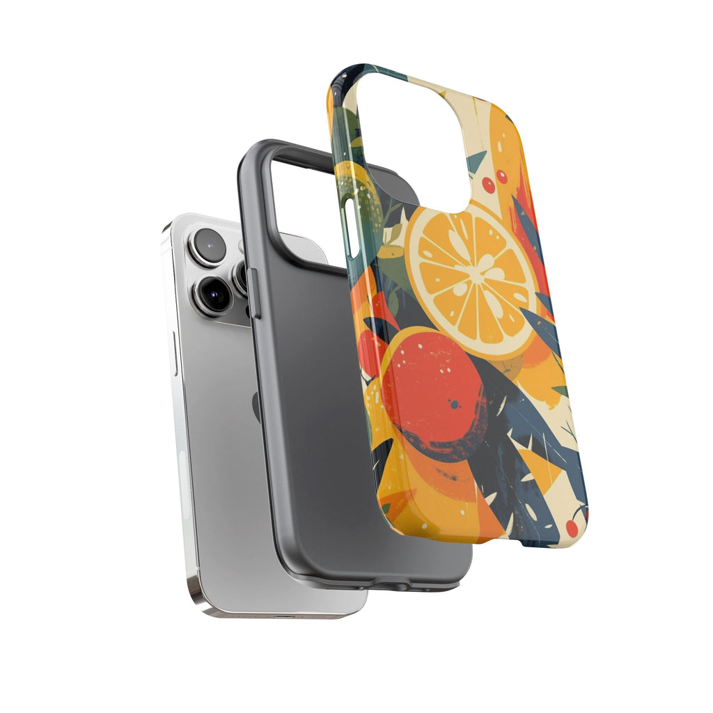 Retro-Orangen & Zitrusfrüchte Handyhülle – Robuste Handyhülle mit buntem botanischem Design