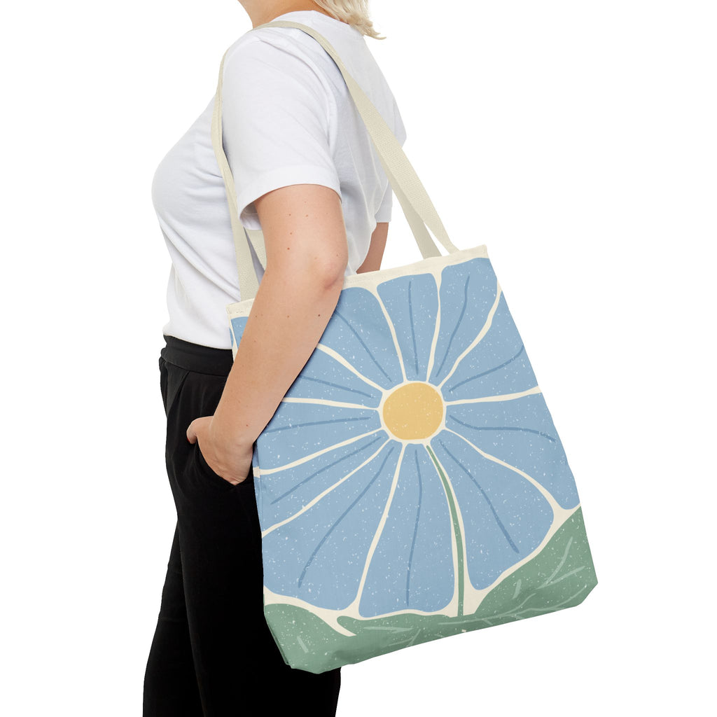 Blaue Blumen Stofftasche – Modernes Floral Design