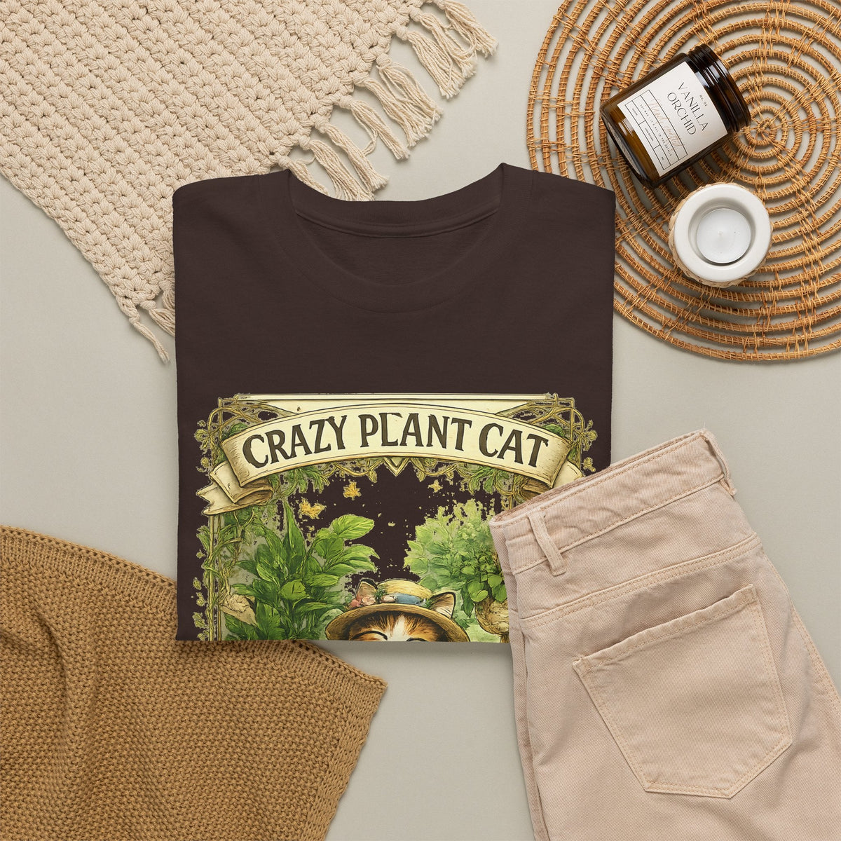 Crazy Plant Cat T-Shirt – Katze & Zimmerpflanzen Grafik-T-Shirt