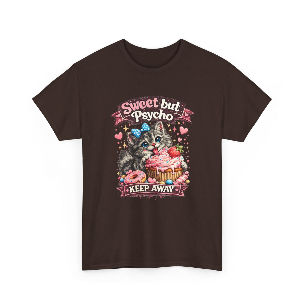 “Sweet But Psycho” T-Shirt – Süße lustige Kawaii-Katze Grafik-T-Shirt