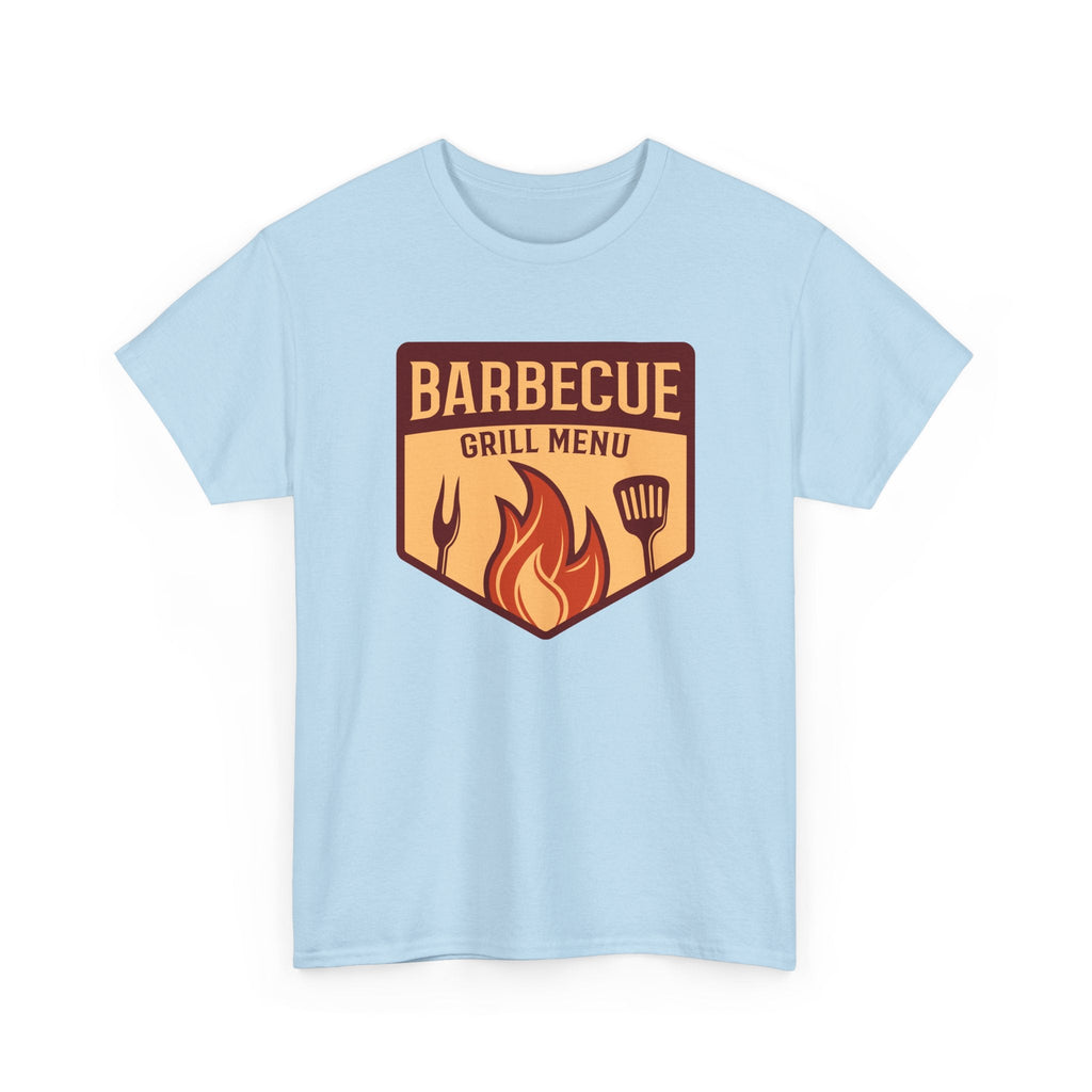 BBQ Grill Menu T-Shirt – Flammen & Grillbesteck Grafik-T-Shirt