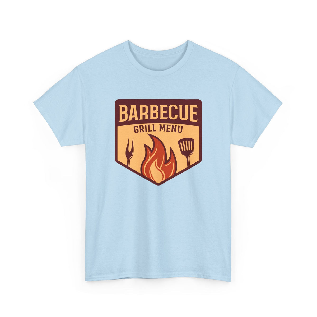 BBQ Grill Menu T-Shirt – Flammen & Grillbesteck Grafik-T-Shirt