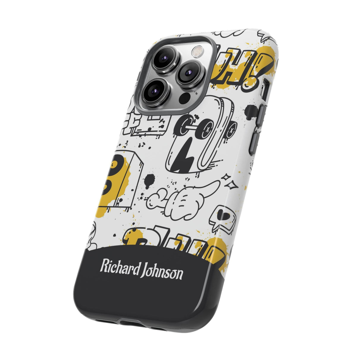 Personalisierte Graffiti Handyhülle mit Namen – Robuste Handyhülle mit Urban-Doodle-Design