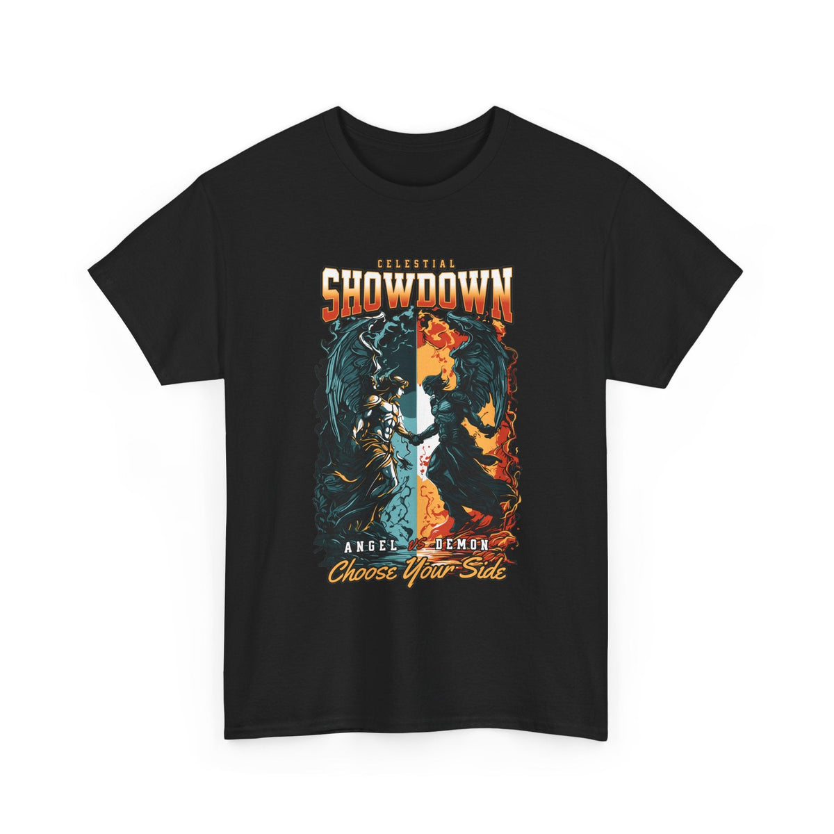 Angel vs. Demon T-Shirt – Dark Fantasy Engel vs. Dämon Grafik-T-Shirt