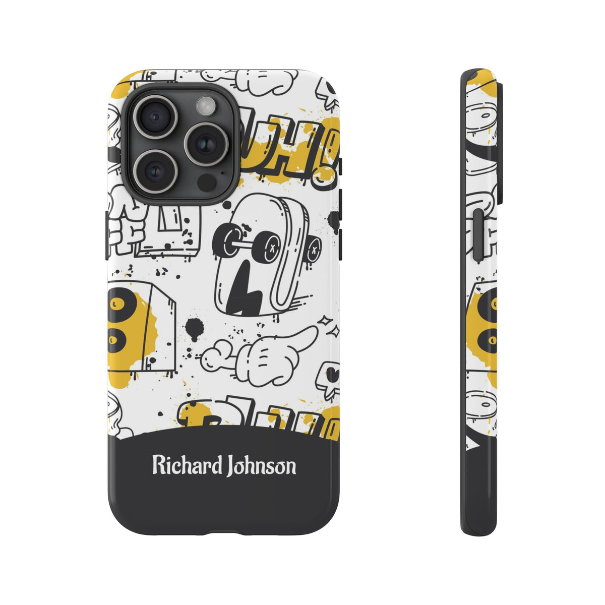 Personalisierte Graffiti Handyhülle mit Namen – Robuste Handyhülle mit Urban-Doodle-Design