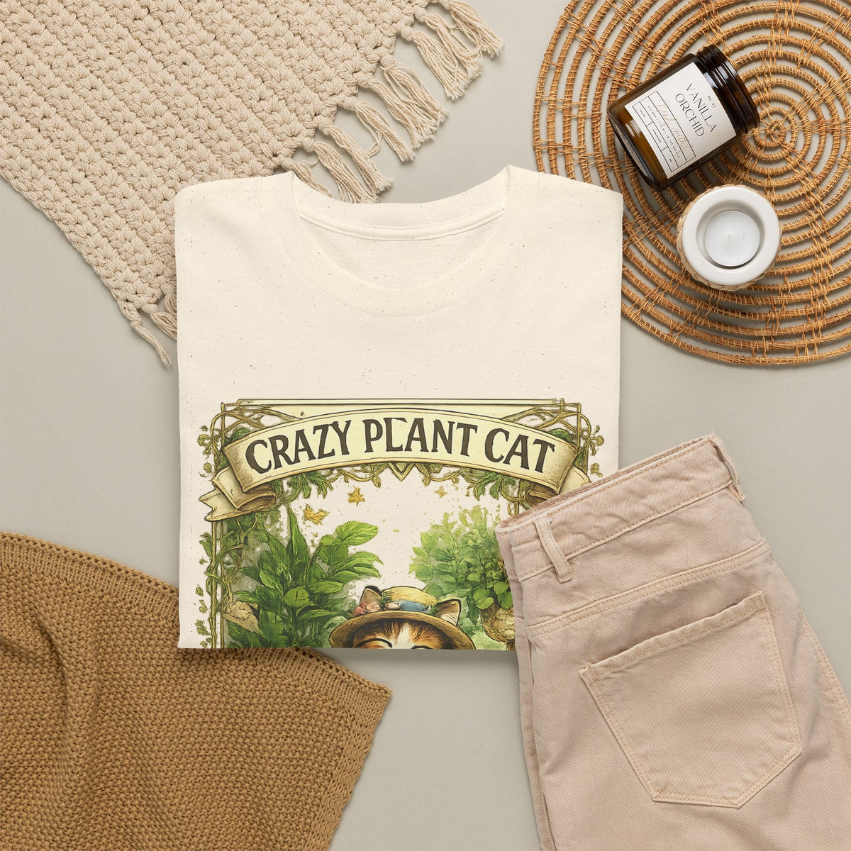 Crazy Plant Cat T-Shirt – Katze & Zimmerpflanzen Grafik-T-Shirt