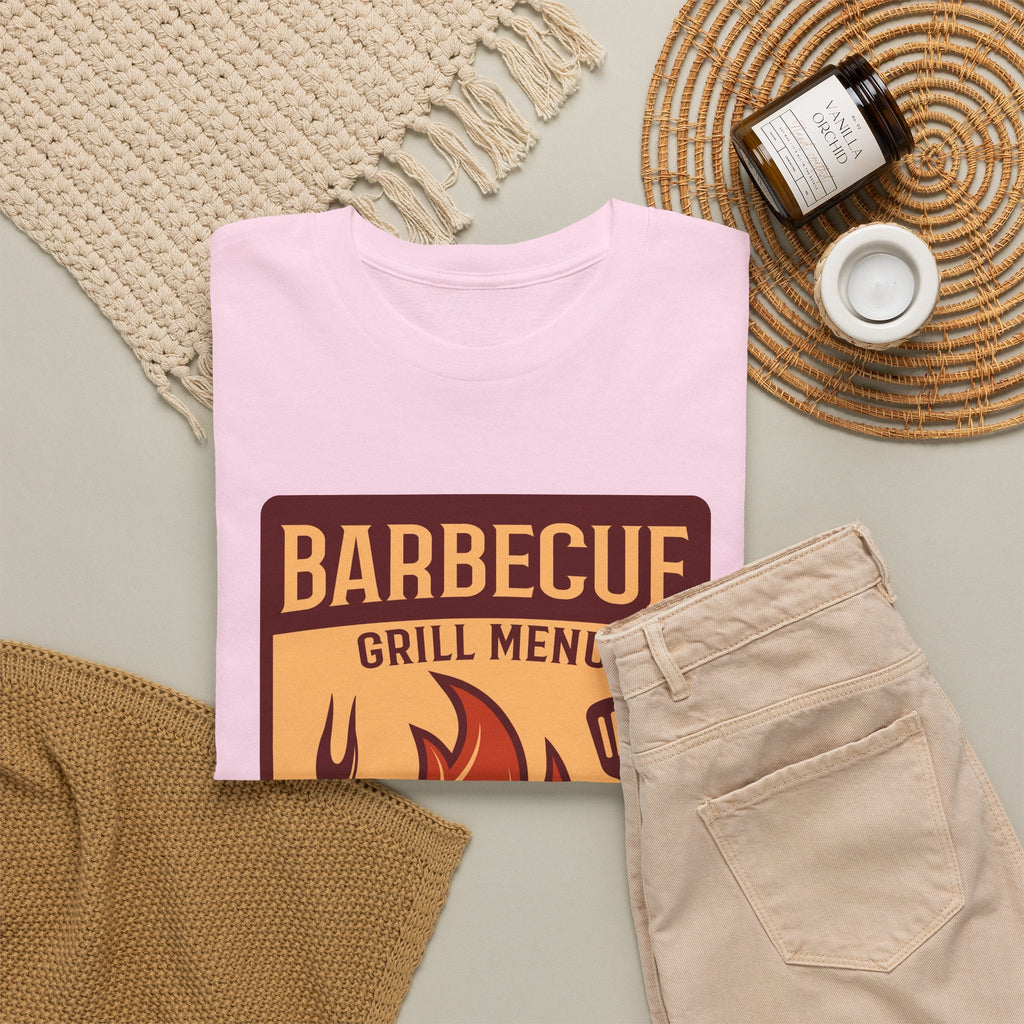 BBQ Grill Menu T-Shirt – Flammen & Grillbesteck Grafik-T-Shirt
