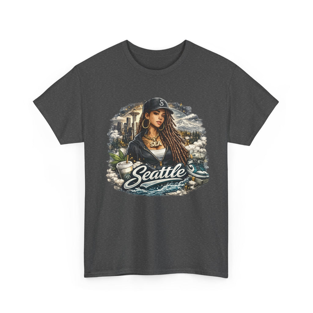 Seattle T-Shirt – Vintage Skyline, Kaffee & Porträt Grafik-T-Shirt
