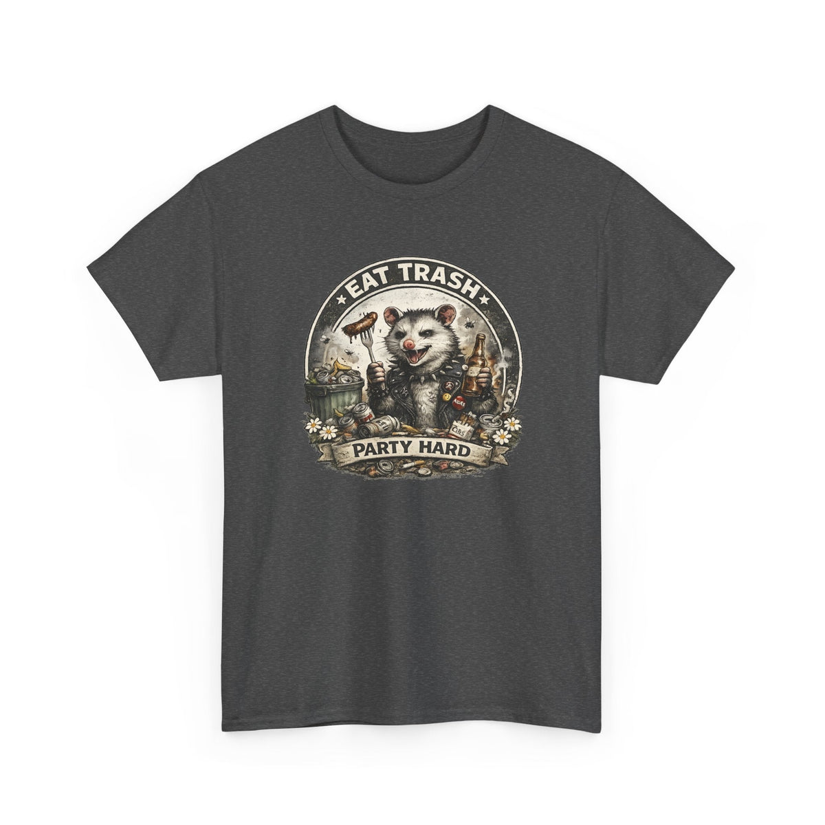 “Eat Trash, Party Hard” Opossum T-Shirt – Lustiges Grafik-Design T-Shirt