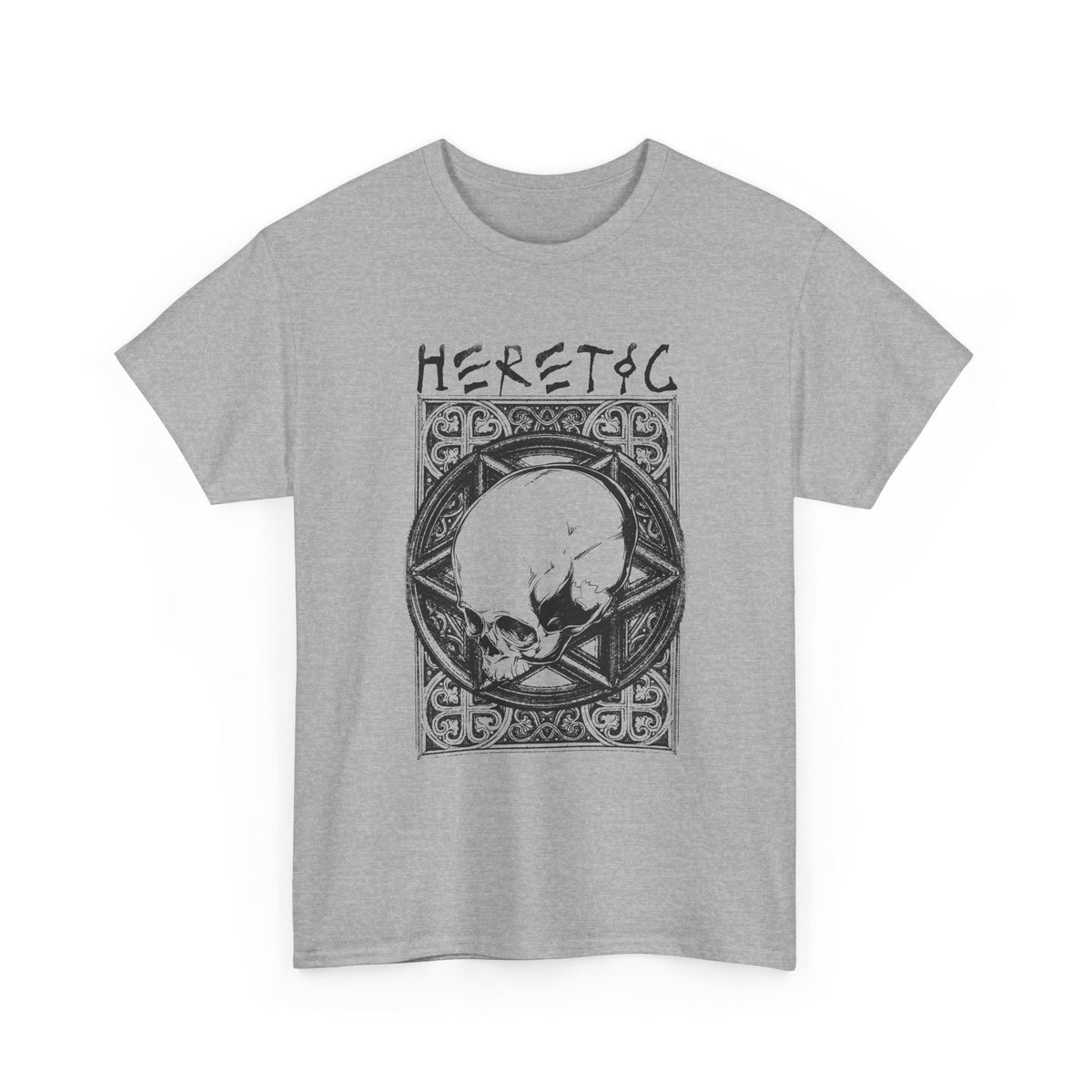 Heretic Skull T-Shirt – Gothic Pentagramm Grafik-T-Shirt