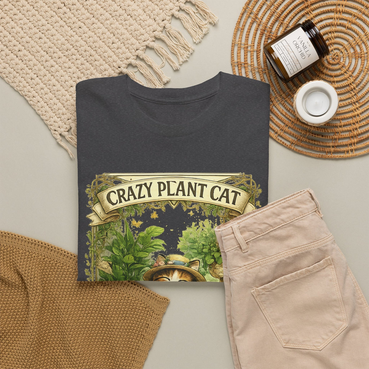 Crazy Plant Cat T-Shirt – Katze & Zimmerpflanzen Grafik-T-Shirt