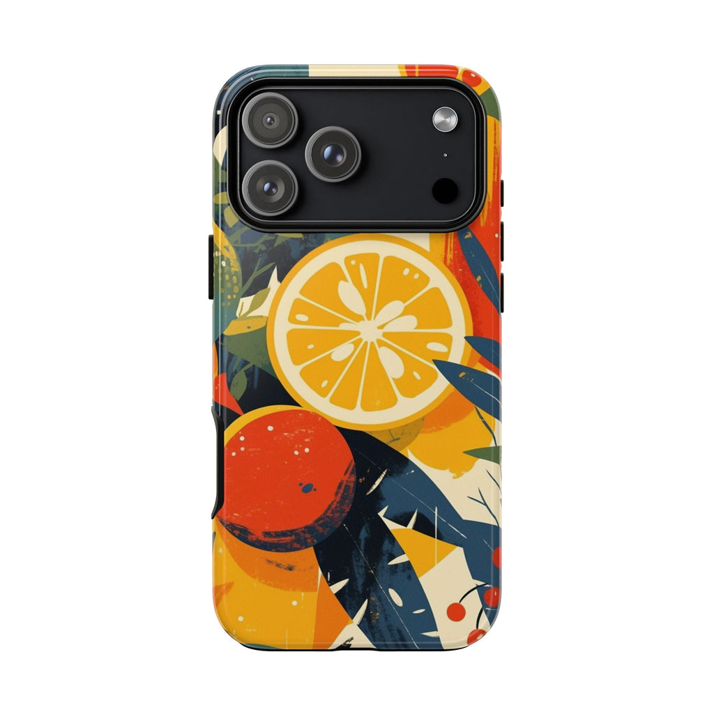 Retro-Orangen & Zitrusfrüchte Handyhülle – Robuste Handyhülle mit buntem botanischem Design