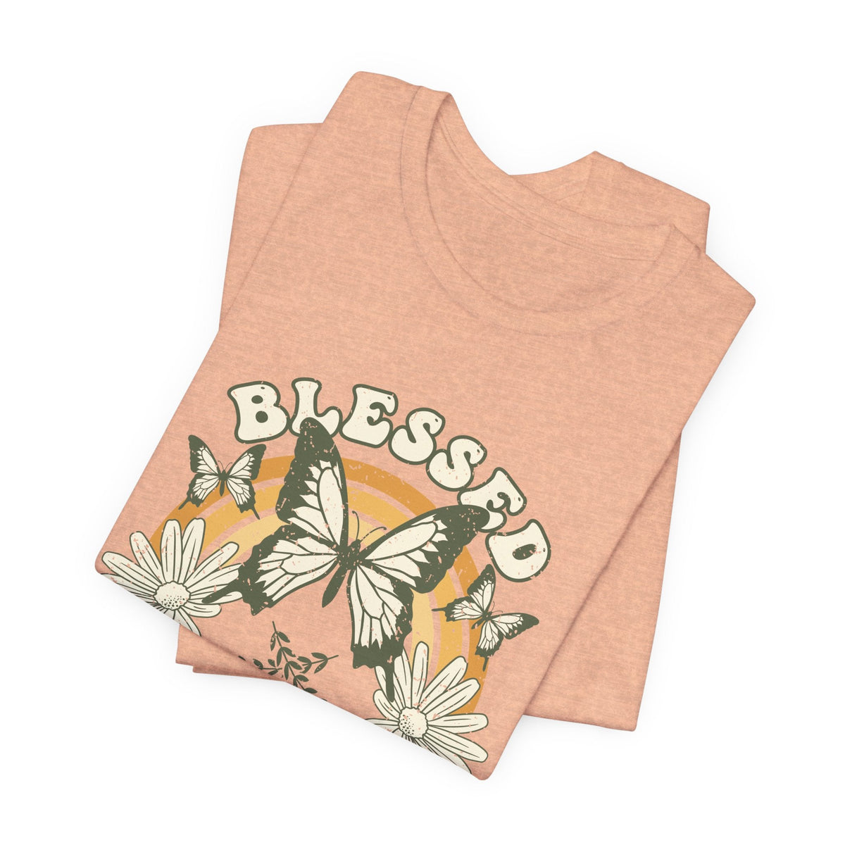 Blessed T-Shirt Butterfly Floral T-Shirt, Inspirierender Glaube T-Shirt, Boho-Christlich Grafik-T-Shirt