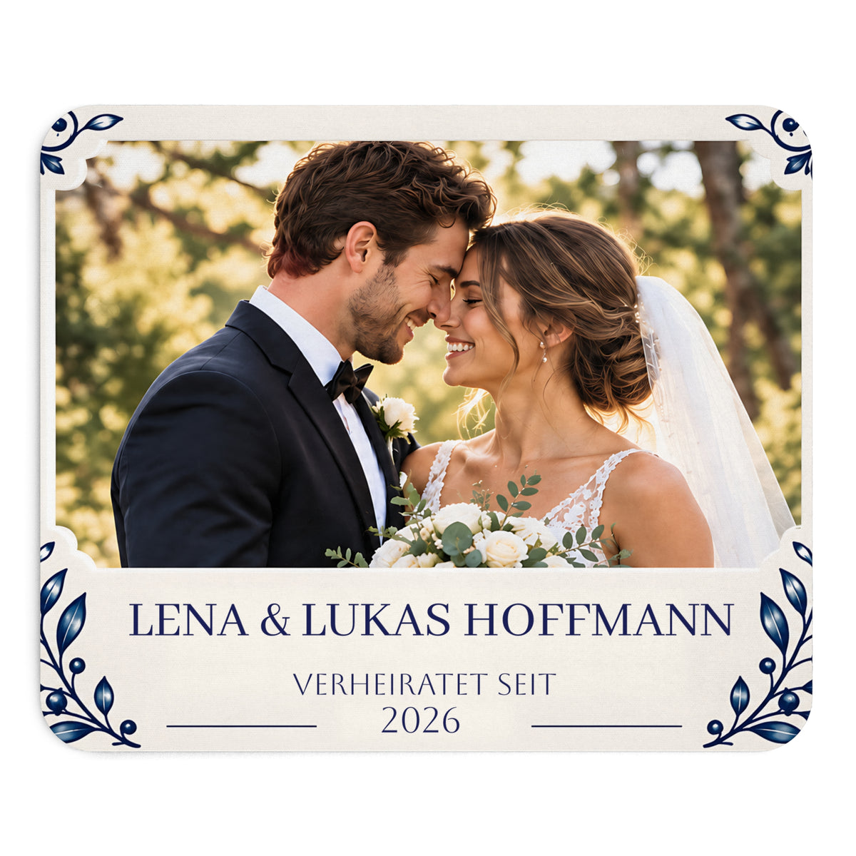 Personalisiertes Hochzeits-Mousepad mit Foto & Namen – Mousepad von Kalabula, 23,2 × 19,4 cm