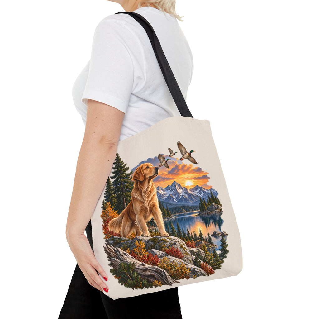 Golden Retriever Stofftasche – Hund & Berge Naturmotiv